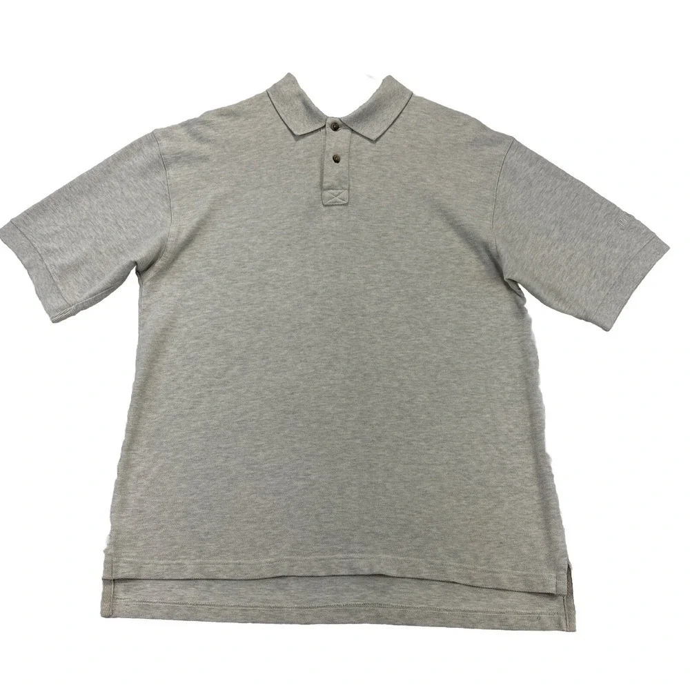 Vtg Pendleton Mens L Polo Shirt Light Gray Short Sleeve 100% Cotton Preppy Work